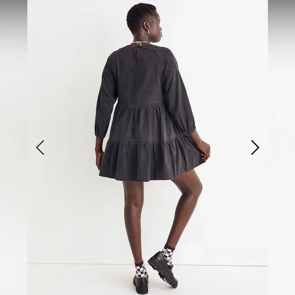 Madewell Denim Raglan-Sleeve Mini Dress in Lunar Wash - Picture 6 of 16